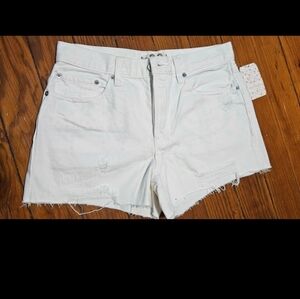 Free People White Distressed Denim Shorts